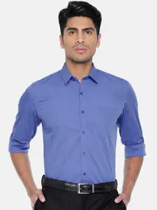 Peter England Men Blue Slim Fit Solid Formal Shirt
