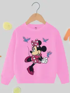 KUCHIPOO Girls Minnie Mouse Printed Fleece Sweatshirt