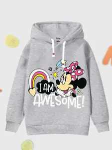 KUCHIPOO Girls Minnie Mouse Printed Hooded Fleece Sweatshirt