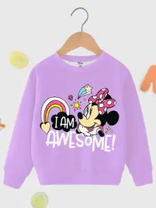 KUCHIPOO Girls Mickey Mouse Printed Fleece Sweatshirt