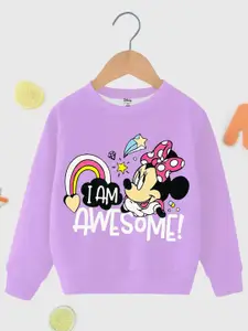 KUCHIPOO Girls Mickey Mouse Printed Fleece Sweatshirt