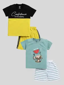 Toonyport Boys Pack Of 2 Printed Pure Cotton T-shirt With Shorts