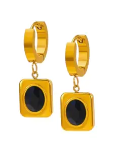 KRYSTALZ Gold Plated Rhinestone Geometric Drop Earrings