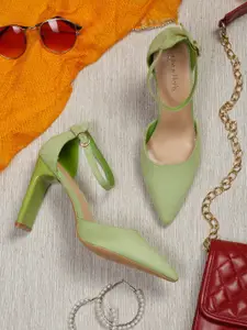 Flat n Heels Pointed Toe Suede Block Heel Pumps