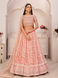 Fusionic Embroidered Sequinned Semi-Stitched Lehenga & Unstitched Blouse With Dupatta