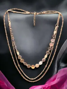 OOMPH Set of 3 Gold-Toned Beads Multi Layered Choker Necklace