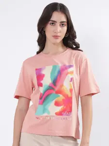 GANT Round Neck Graphic Printed Cotton T-shirt