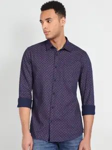 Flying Machine Men Slim Fit Printed Pure Cotton Twill Casual Shirt