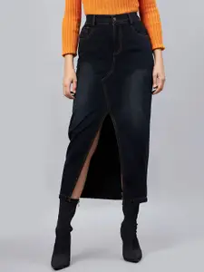 Chemistry Front Slit Denim Straight Skirt