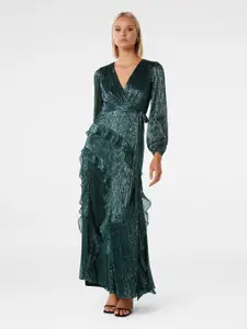 Forever New Self Design Ruffles A-Line Maxi Dress