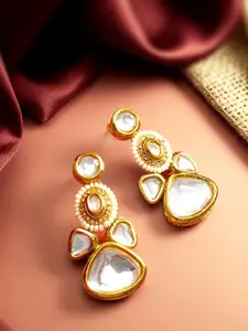aadita Gold-Plated Geometric Drop Earrings