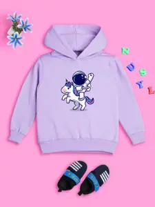 NUSYL Girls Graphic Printed Hooded Pullover Sweatshirt
