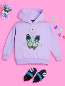 NUSYL Girls Shoes Printed Hooded Sweatshirt