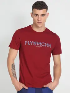 Flying Machine Typography Printed Pure Cotton T-shirt