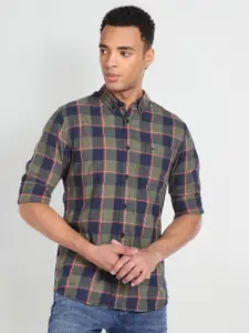 Flying Machine Slim Fit Tartan Checked Button Down Collar Opaque Casual Shirt