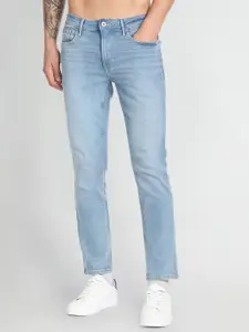 Flying Machine Men Tapered Fit Mid-Rise Heavy Fade Cropped Clean Look Stretchable Jeans