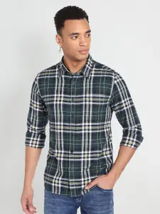 Flying Machine Slim Fit Tartan Checked Opaque Cotton Casual Shirt