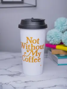 MARKET99 White & Yellow Printed Water Bottle 400 Ml