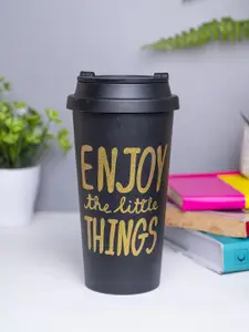 MARKET99 Black Typography Printed Water Bottle 400 ml