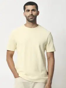 RARE RABBIT Self Design Cotton T-shirt