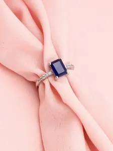 GIVA 925 Sterling Silver Silver-Plated Cubic Zirconia-Padded Adjustable Finger Ring