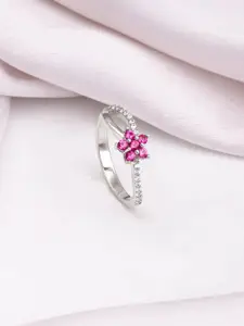GIVA 925 Sterling Silver CZ Studded Finger Ring