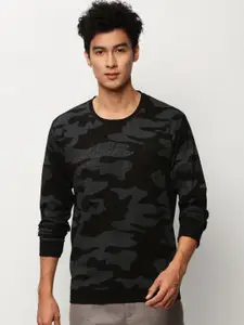 SHOWOFF Camouflage Printed Round Neck Cotton Pullover
