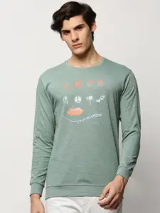 SHOWOFF Printed Round Neck Cotton Sweatshirt