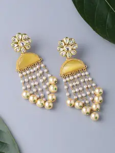 CELEBRAVO Brass Plated Floral Drop Earrings
