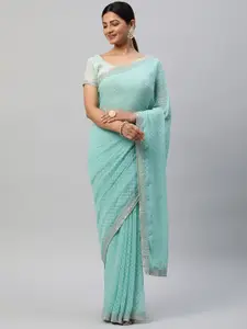 kasee Geometric Woven Design Embroidered Saree