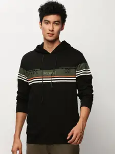 SHOWOFF Striped Hooded Cotton Sweatshirt