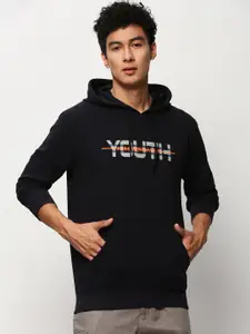 SHOWOFF Typography Printed Hooded Cotton Pullover Sweatshirt