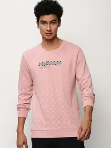 SHOWOFF Round Neck Geometric Printed Cotton Sweatshirt