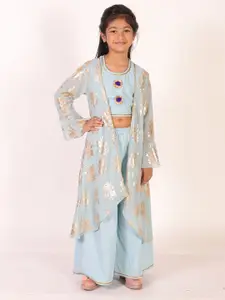 M'andy Girls Floral Printed Top & Pyjamas With Shrug