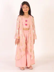 M'andy Girls Floral Printed Top & Pyjamas With Shrug