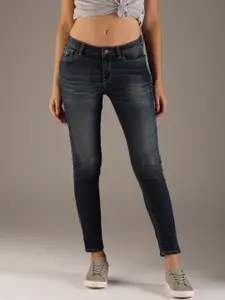 Flying Machine Women Blue Skinny Fit Mid-Rise Clean Look Stretchable Jeans