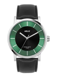 Helix Women Textured Brass Dial & Leather Straps Analogue Watch TW035HG07