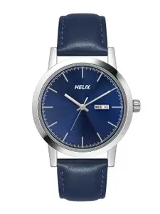 Helix Men Dial & Leather Straps Reset Time Analogue Watch TW047HG01
