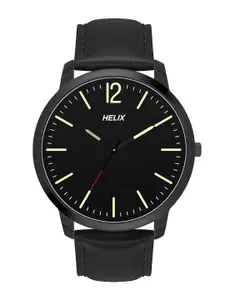 Helix Men Dial & Black Leather Straps Analogue Watch TW039HG10