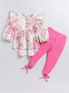 BAESD Girls Printed Pure Cotton Top With Leggings