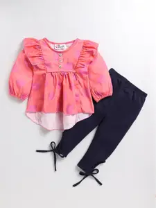 BAESD Girls Printed Pure Cotton Top With Leggings