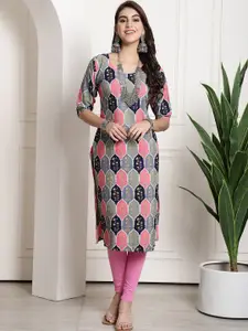 7Threads Floral Printed Straight Kurta