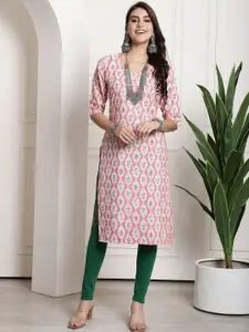7Threads Ethnic Motifs Printed A-Line Kurta