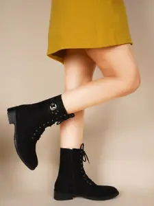 SHUZ TOUCH  Women High Top Suede Block Heel Regular Boots
