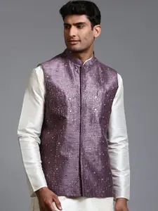 VASTRAMAY Embellished Mandarin Collar Nehru Jackets
