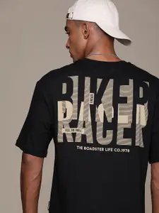 Roadster Men Biker Printed Pure Cotton T-shirt