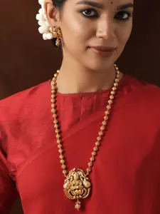 Rubans 22KT Gold-Plated Temple Necklace and Earrings