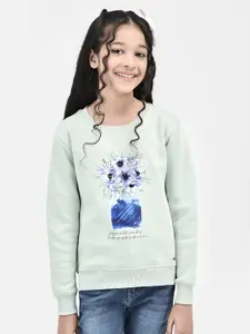 Crimsoune Club Girls Floral Printed Cotton Sweatshirt