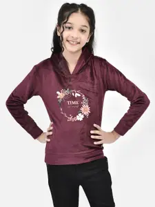 Crimsoune Club Girls Typography Printed Cotton Sweatshirt
