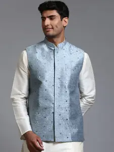 VASTRAMAY Embellished Mandarin Collar Nehru Jackets